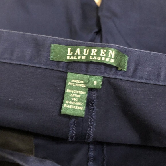 Lauren Ralph Lauren Chino Pants Womens Size 8 Navy Straight Leg Cotton Side Zip - Picture 5 of 6